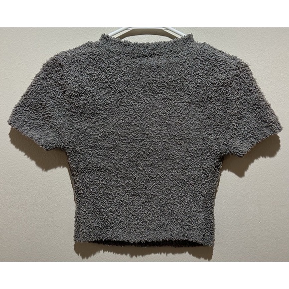 SKIMS Women's Cozy Knit Cropped T-Shirt Size S/M - Grey - Picture 6 of 6